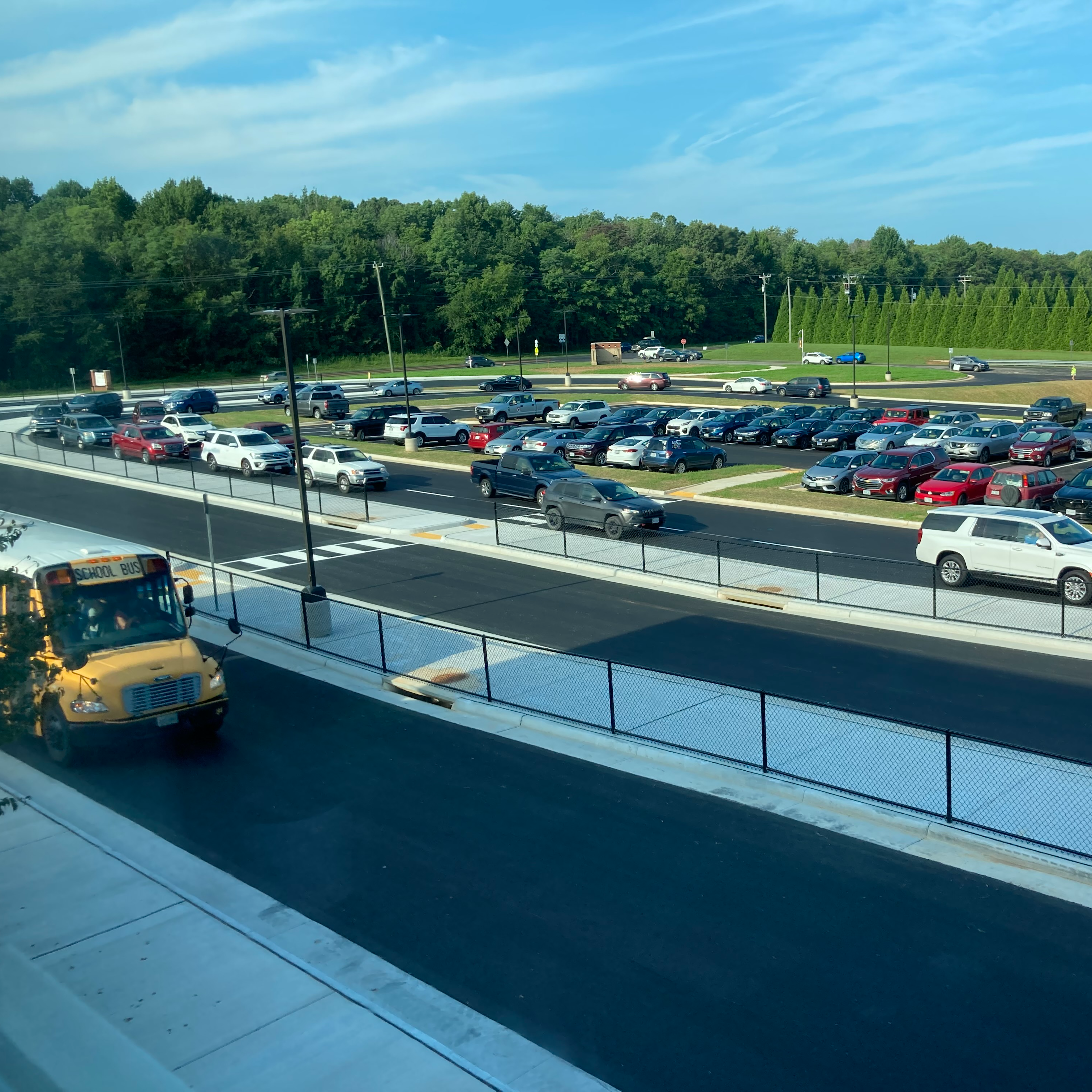 GMS/GHS parking lot - parent vehicles  in double line pick-up area
