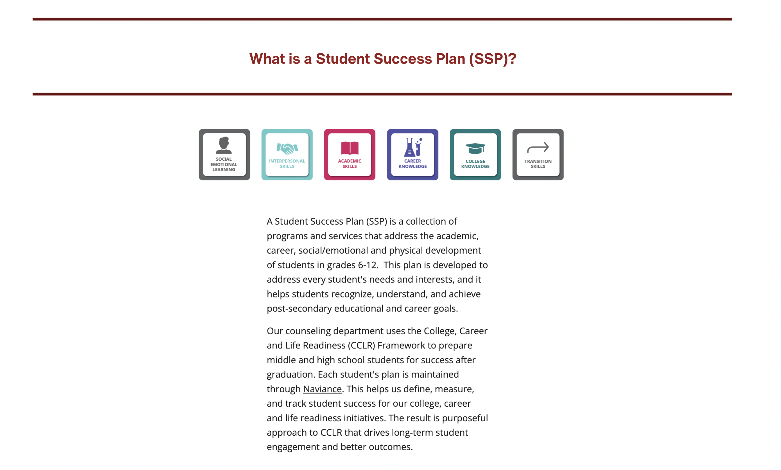 School Counseling Student Success Plan Graphic