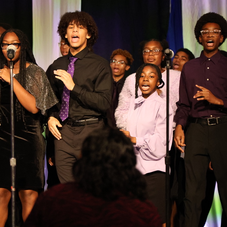 windsor high school's Teens of Praise Gospel Choir illuminates the stage at the CABE Conference to celebrate the appointment of Mr. Leonard Lockhart as the President of CABE. 