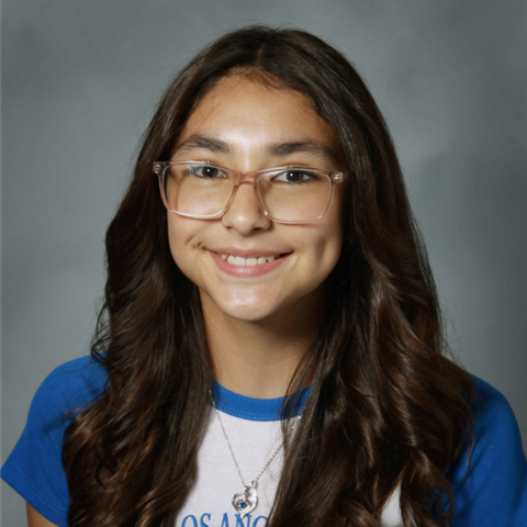 Female junior high student smiling