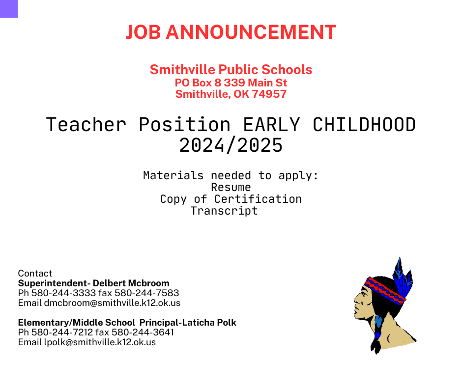 Smithville Elementary - Teacher Position - Early Childhood 2024/2025