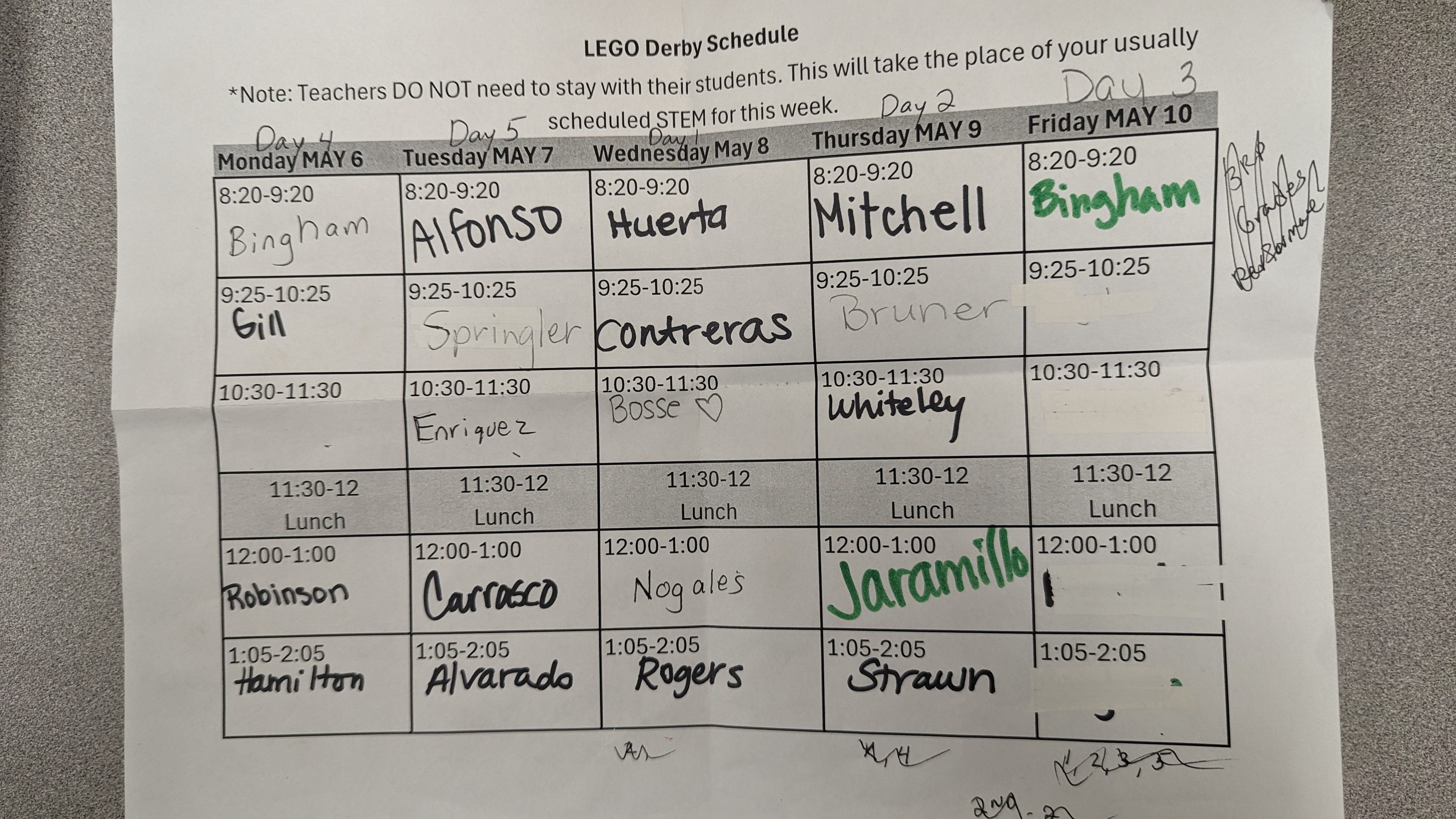 Lego Derby Schedule 