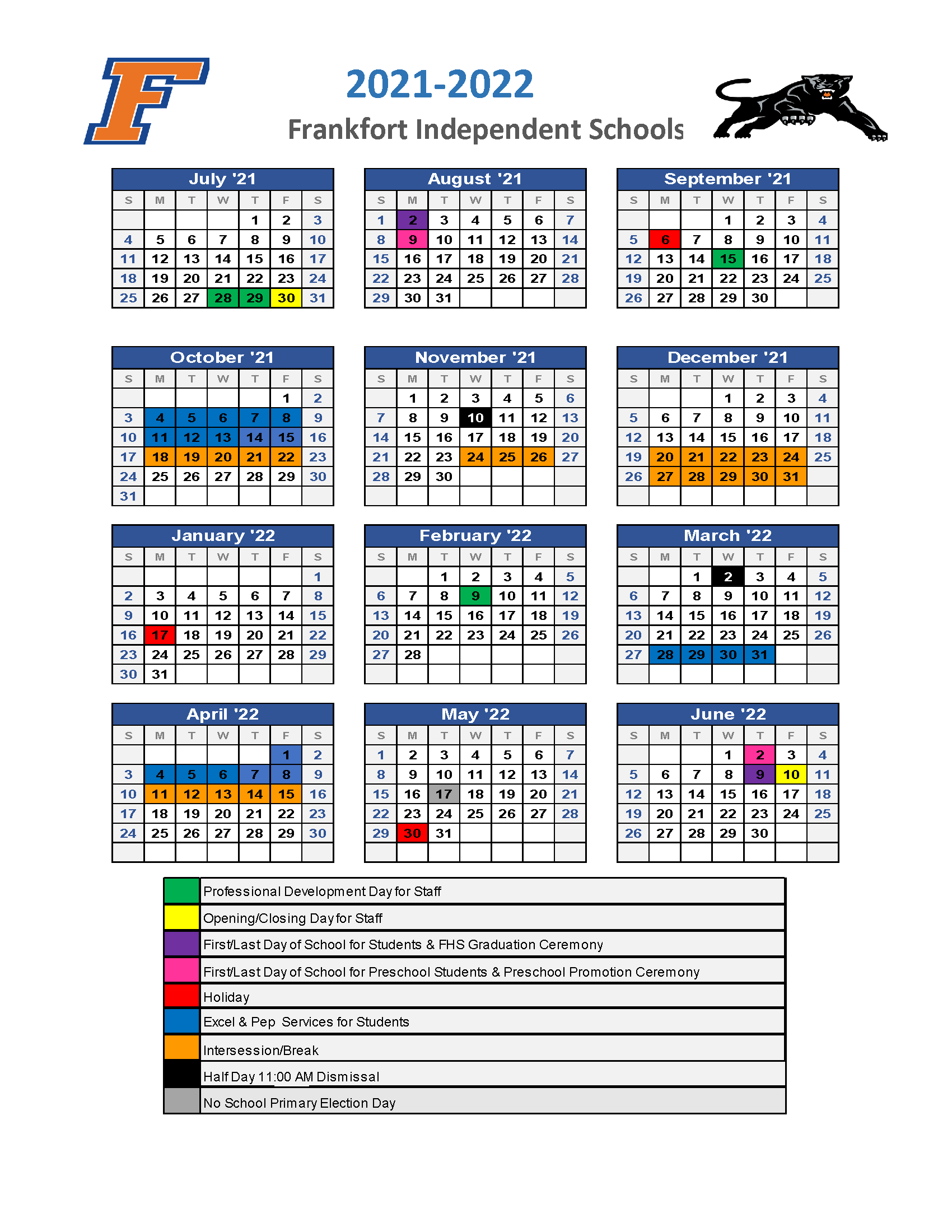 Image iof Calendar for 2021-22