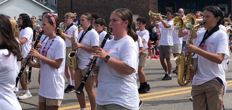 HVS student band marches in Milford parade