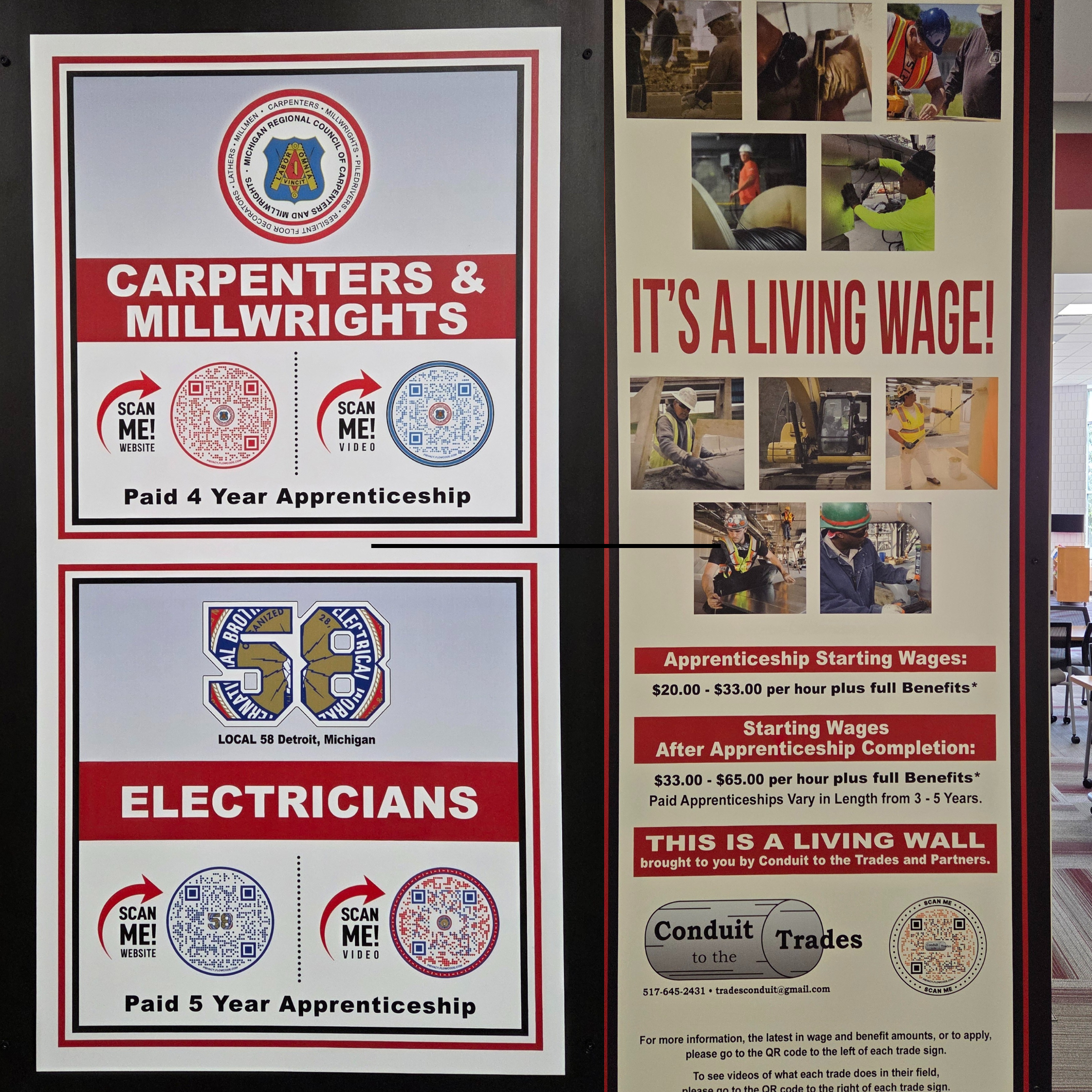 Milford High Career Tech Internship Wall Display