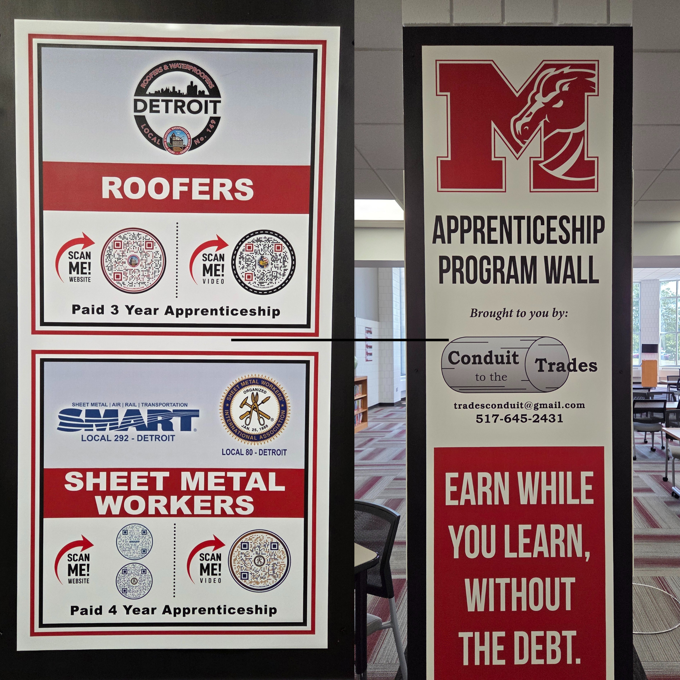 Milford High Career Tech Internship Wall Display