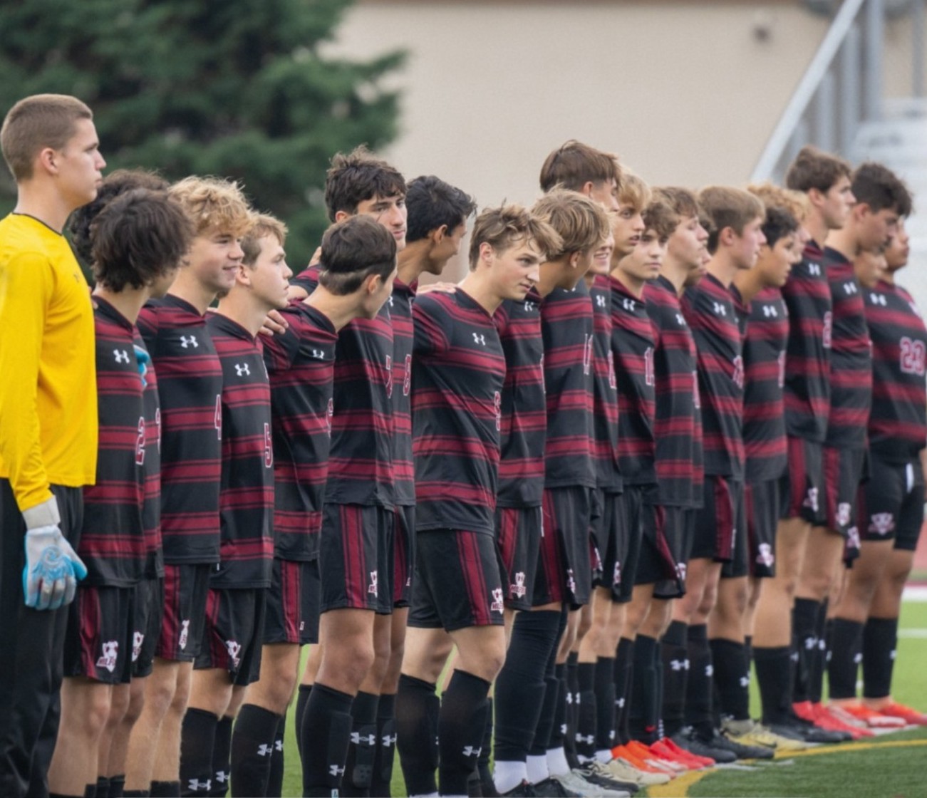 Photo of HVS soccer team lined up on sidelines