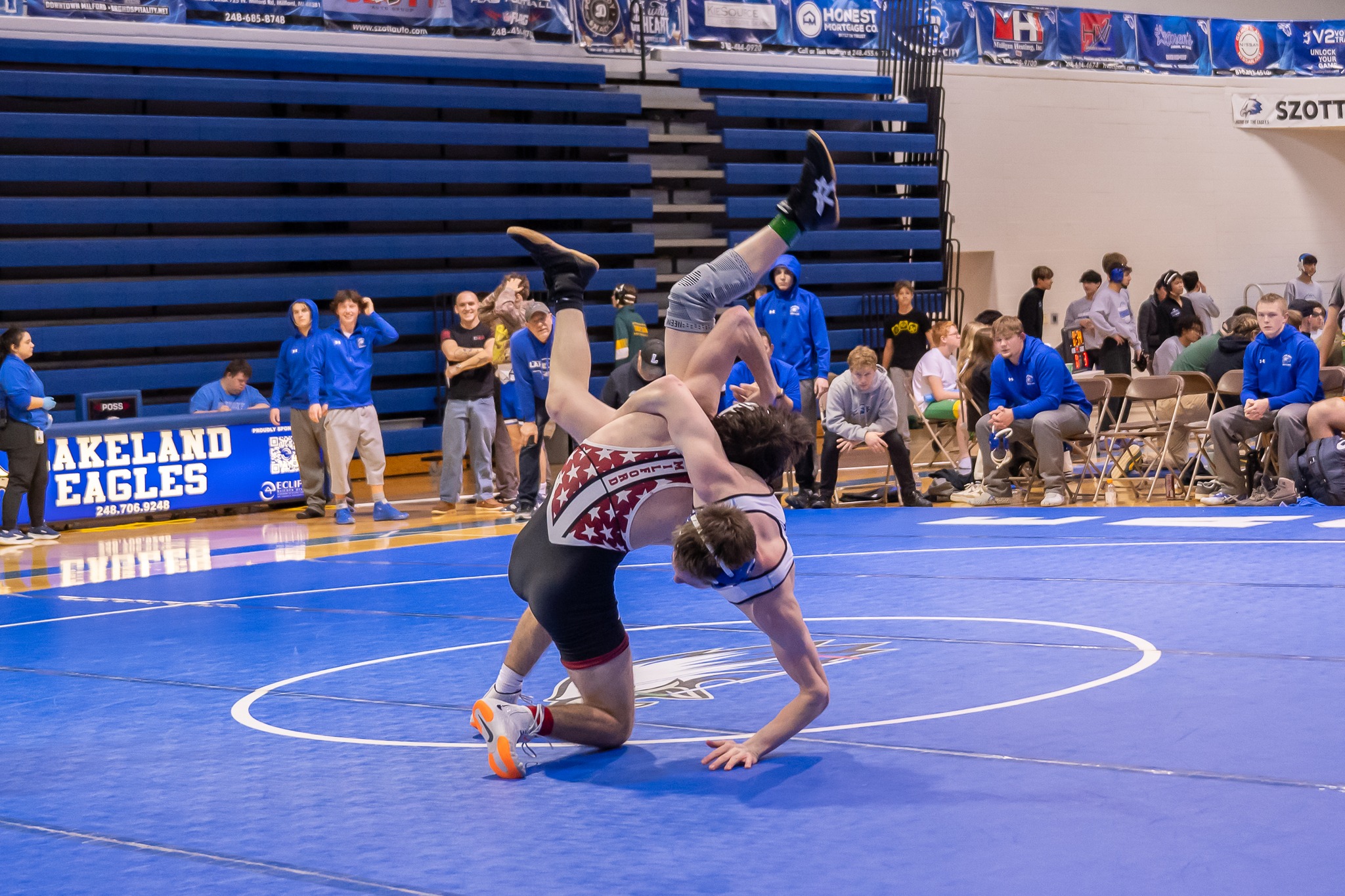 Milford high School wrestler on the matt 