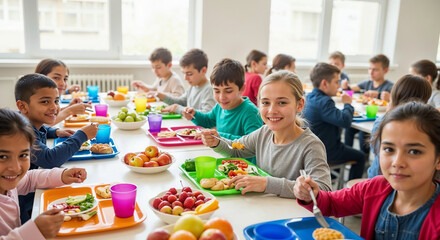 students sitting at lunch table