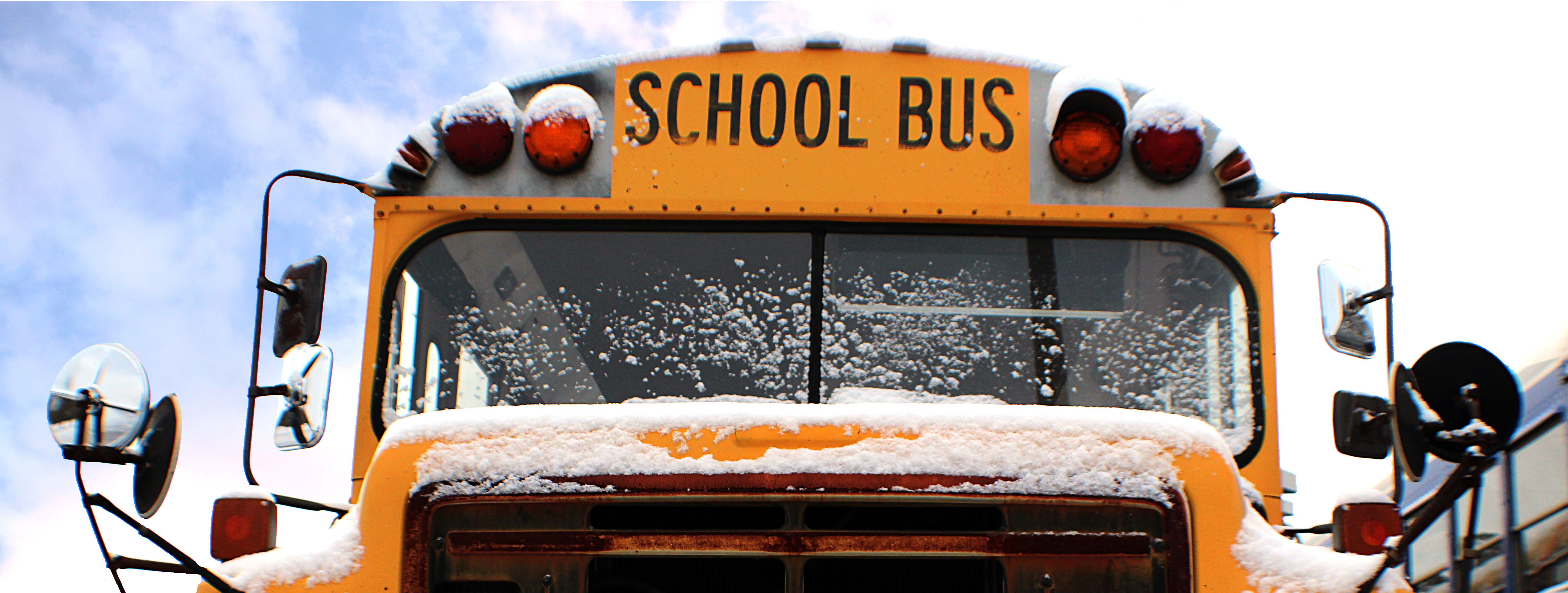 snowy school bus