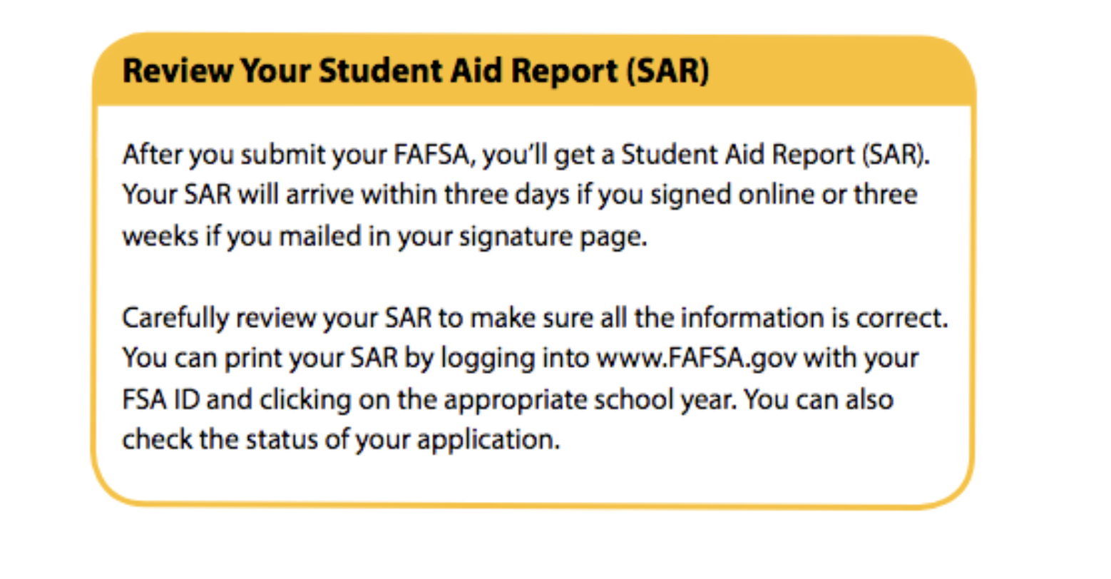 Student aid report information