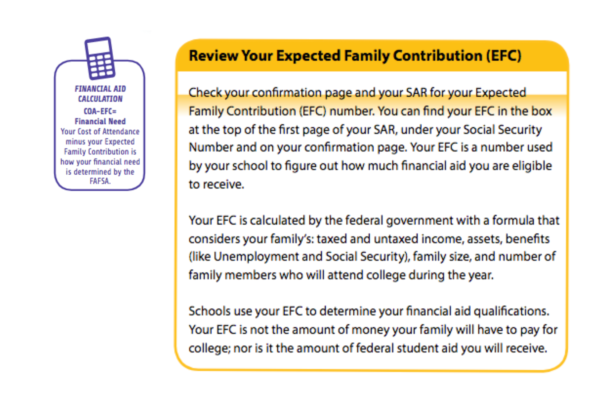 Expected Family Contribution information