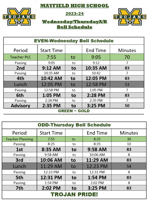 23-24 Block Bell Schedule