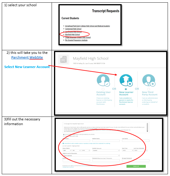 transcript request steps