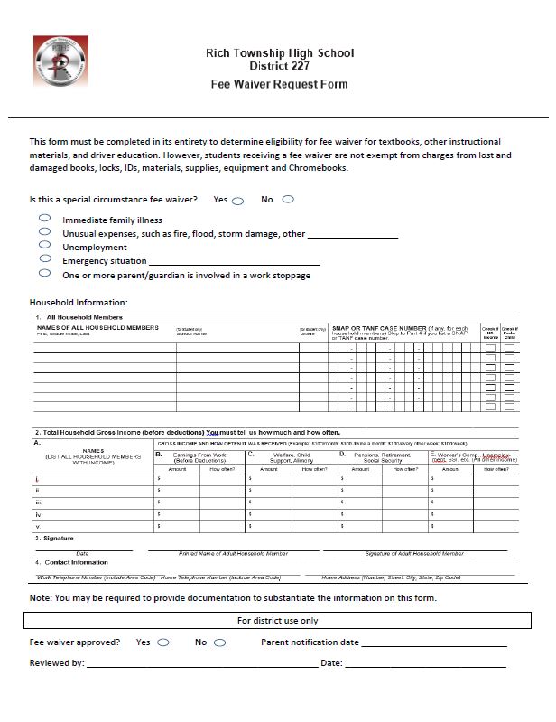 2020-2021 Fee Waiver Form Download