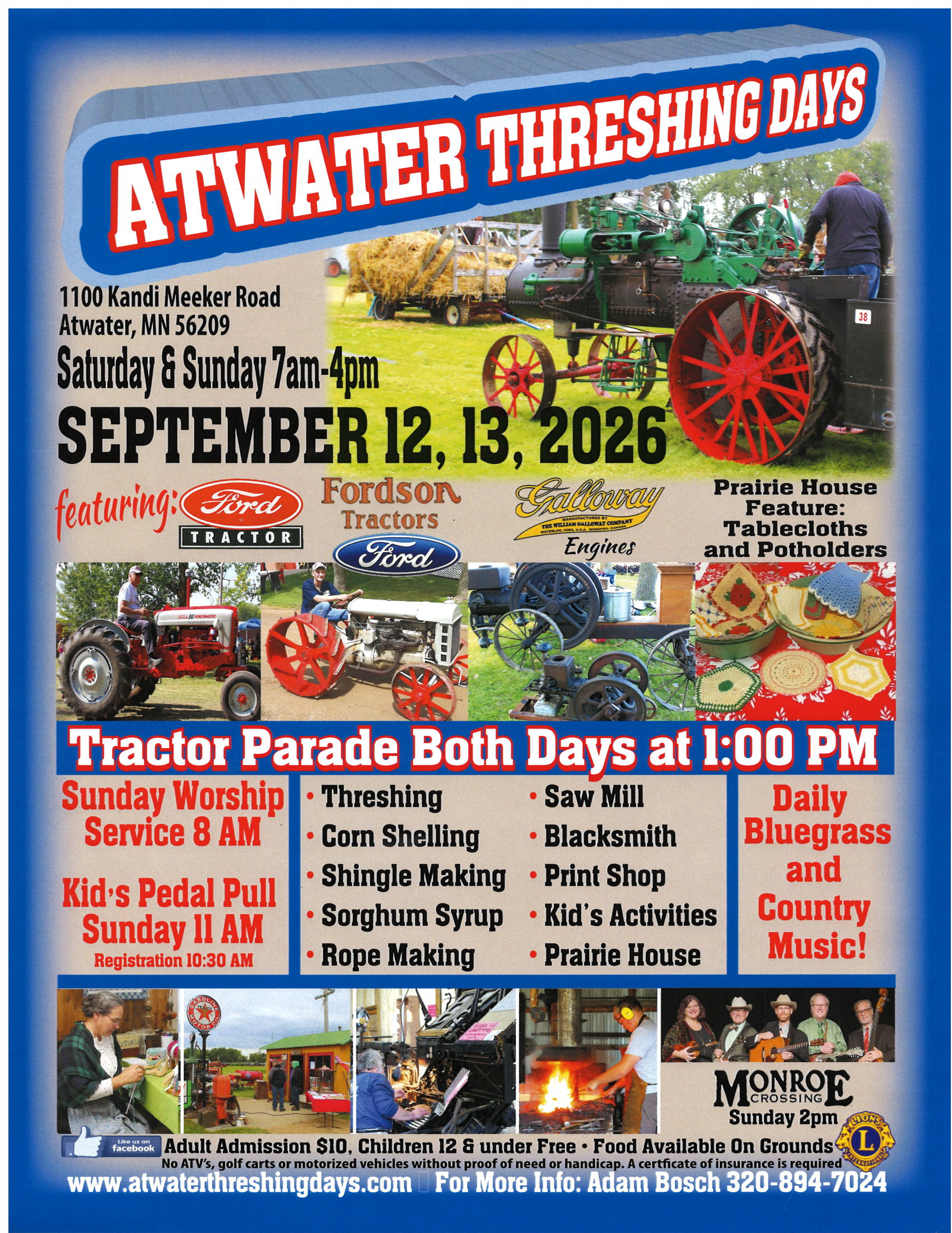 Atwater Threshing Days, September 12th & 13th 2026