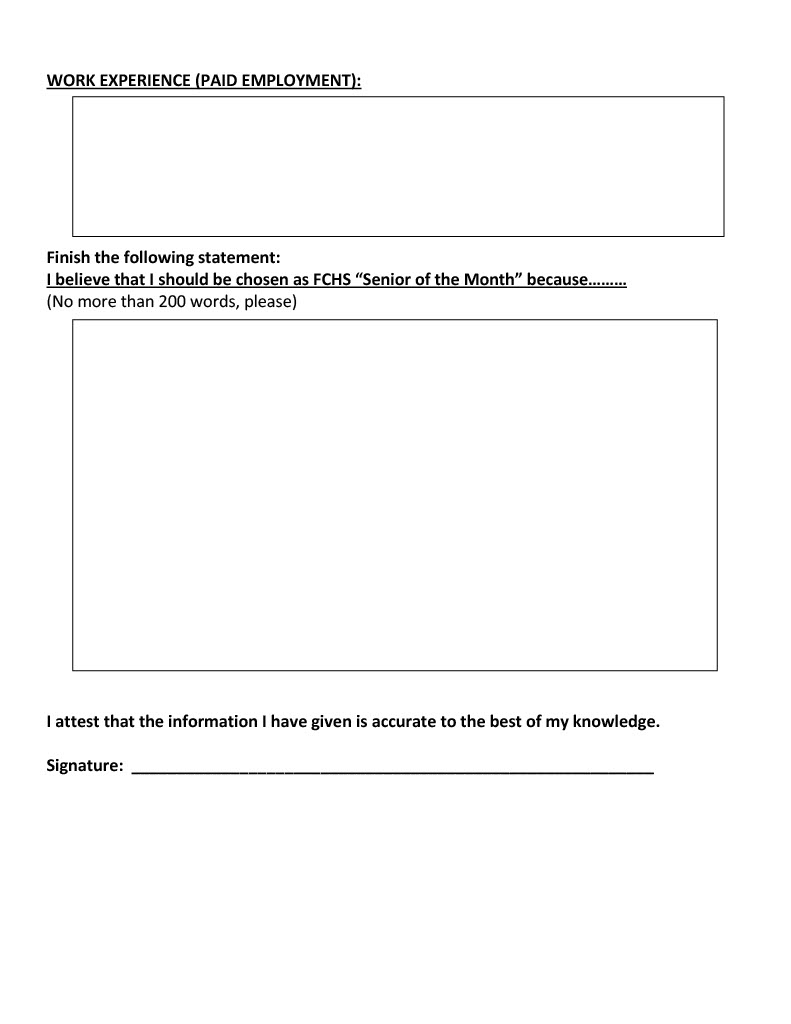 Senior of the Month Application