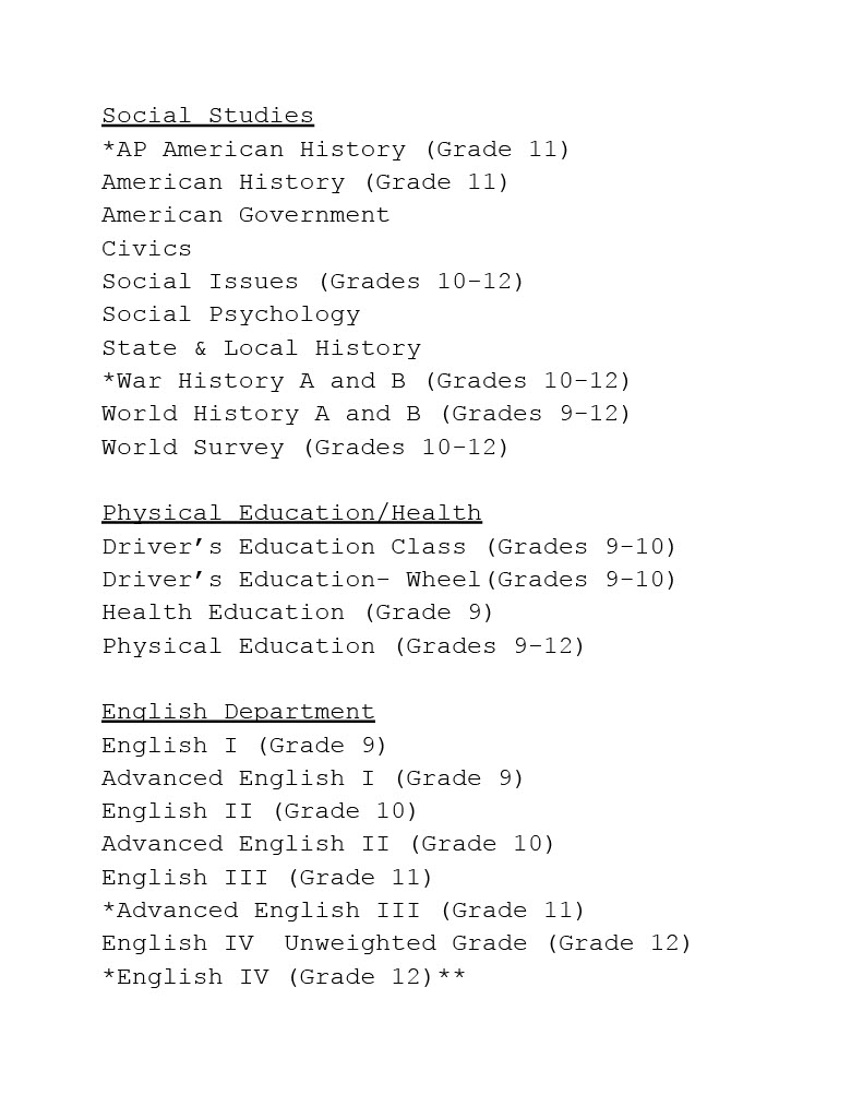 Course Lists