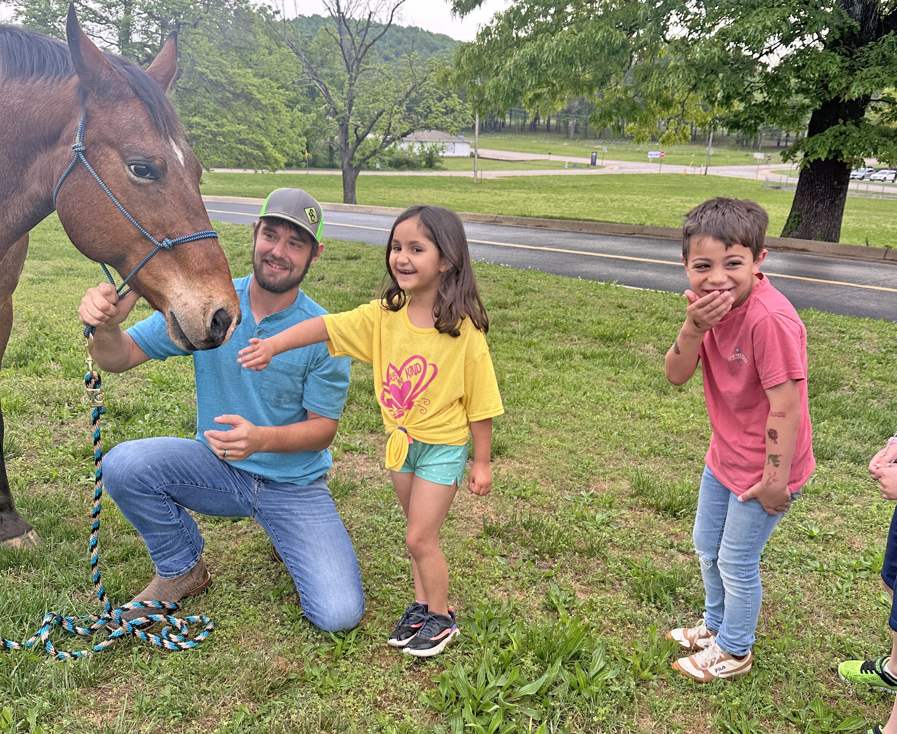 kids with a horse
