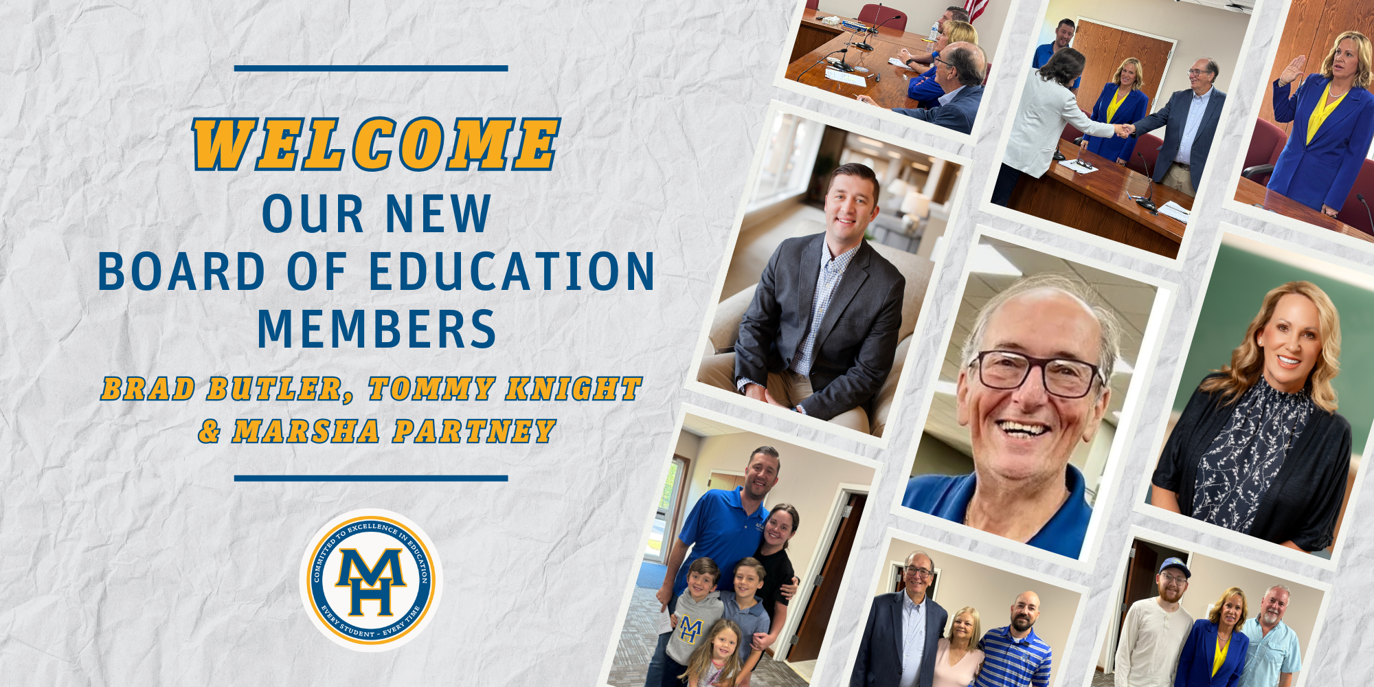 welcome to our new board of education members