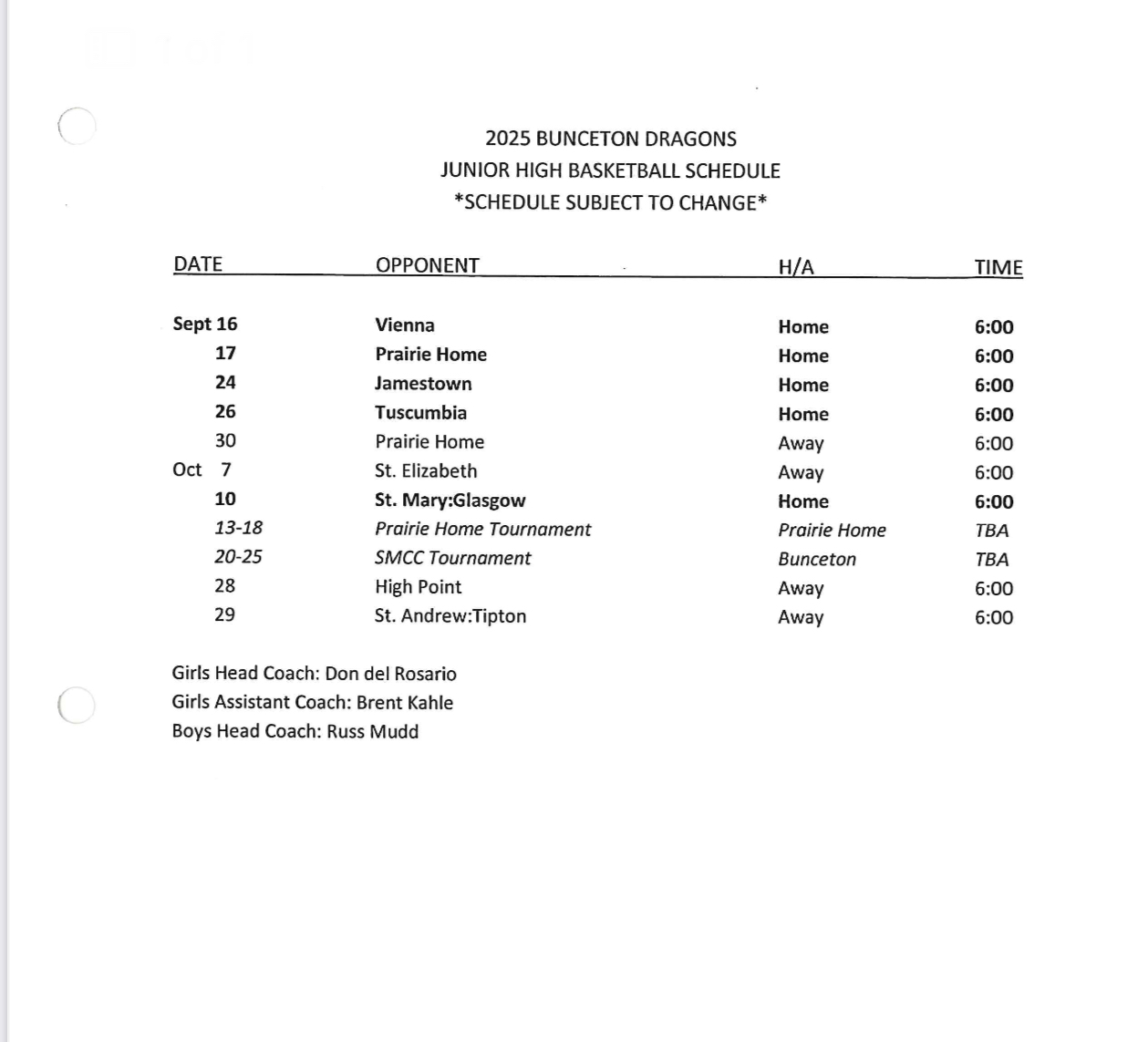schedule