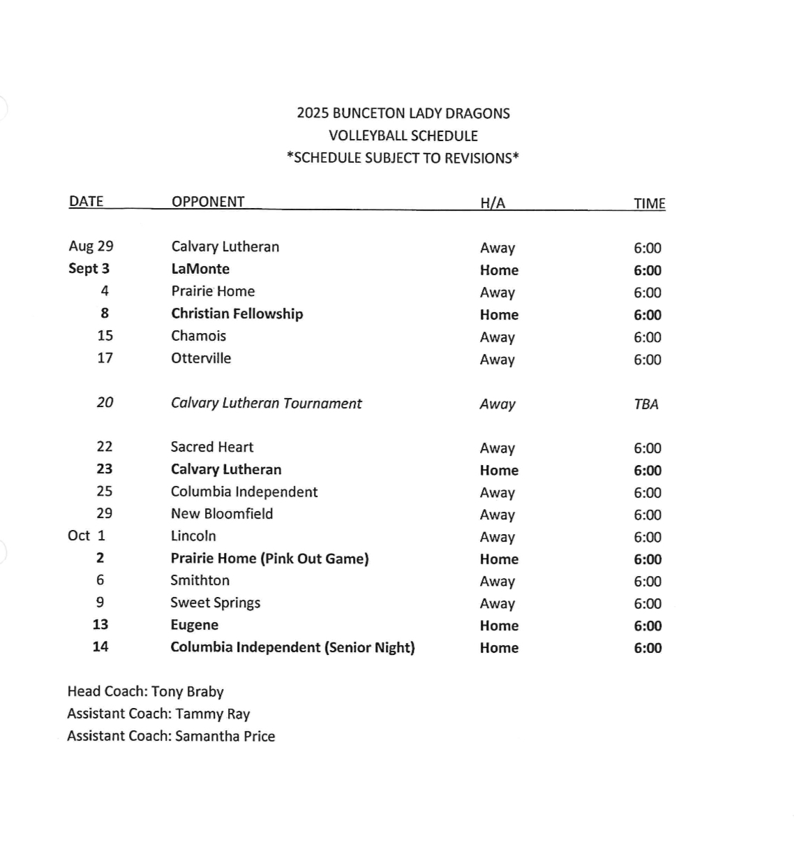 schedule