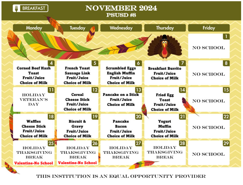 November 2024  Breakfast Menu