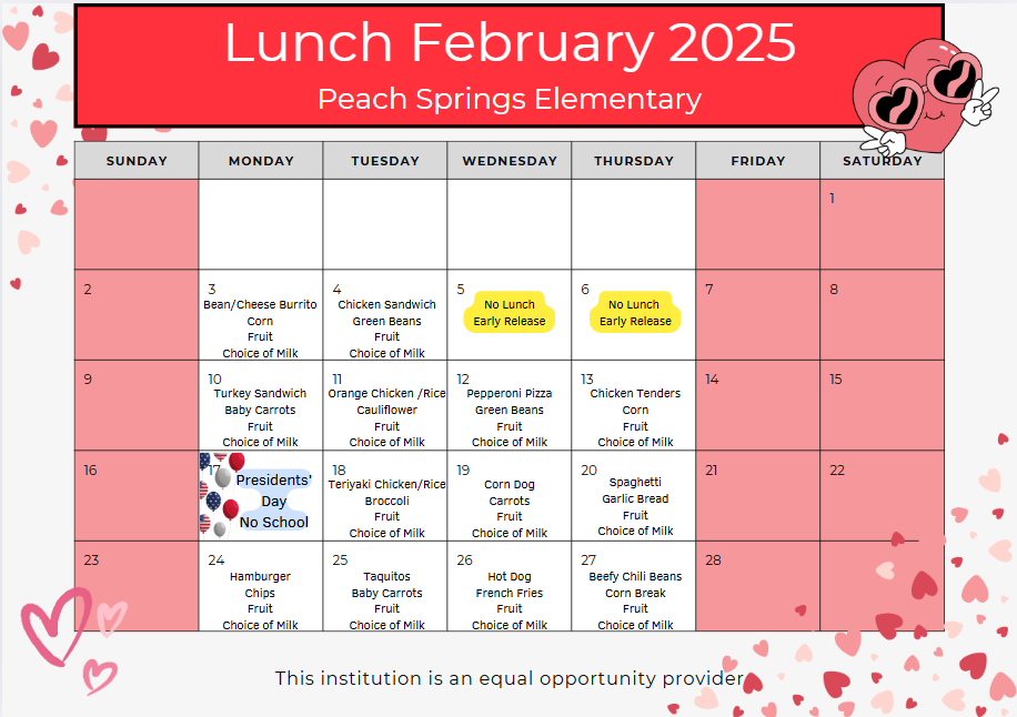 February 2025 Lunch Menu