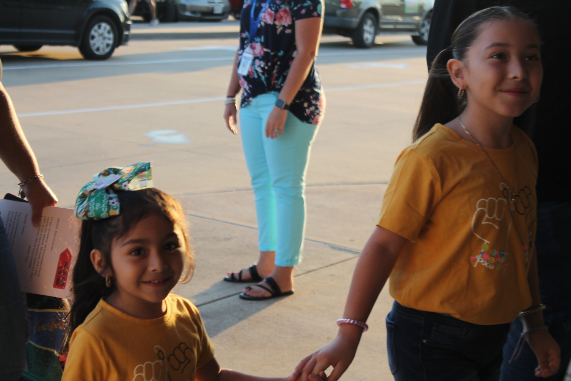 Sisters on the first day of school