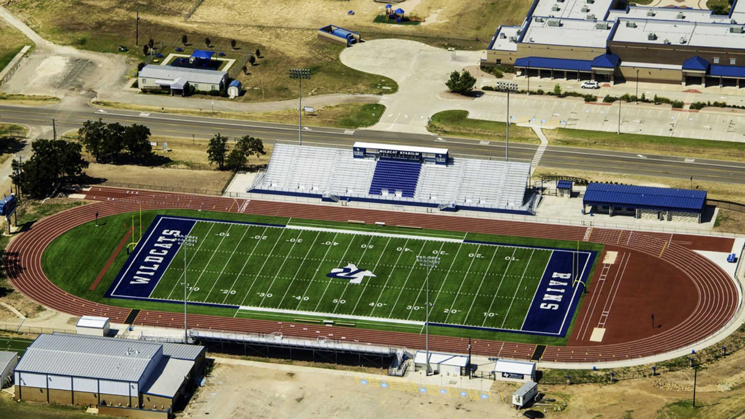 aerial view of Rains Wildcat Stadium