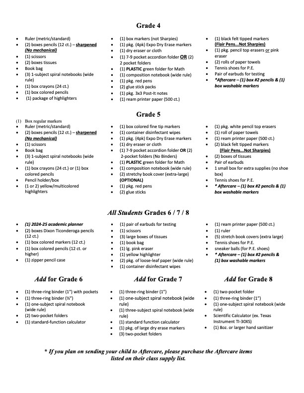 2023-24 School Supply List pg 2