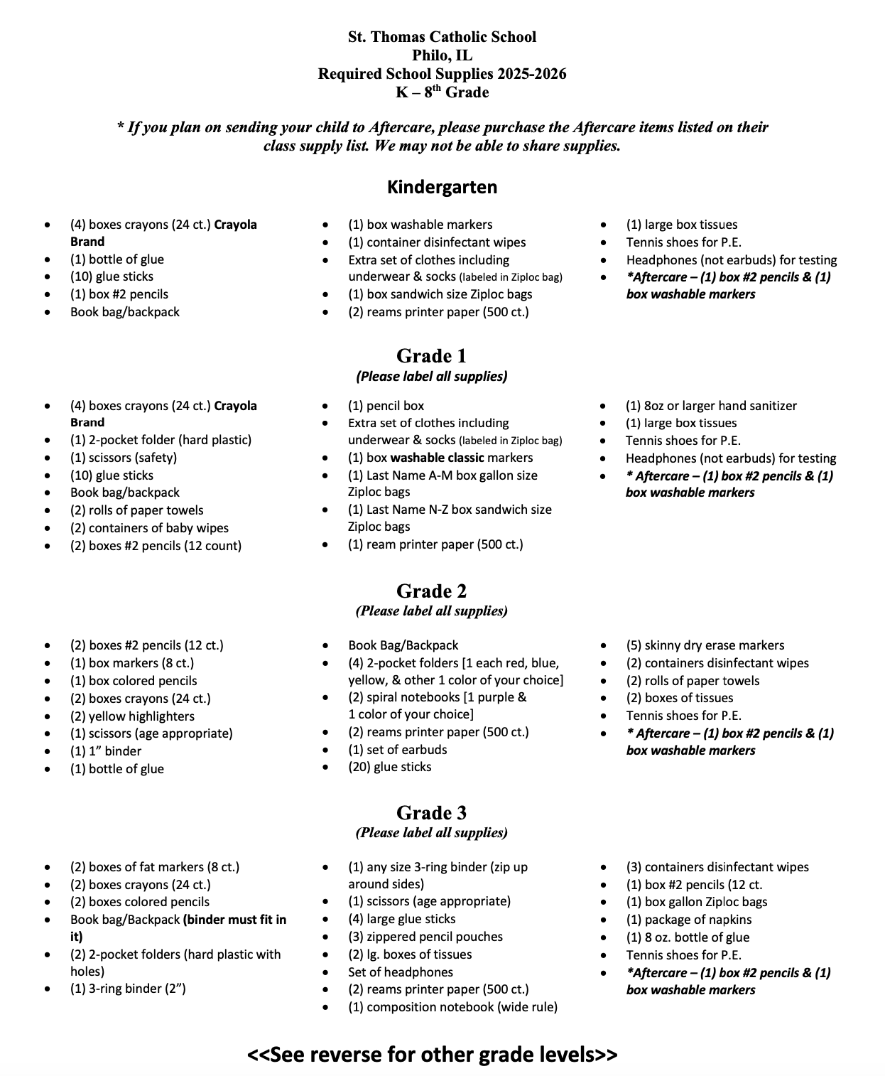 School Supply List pg 1