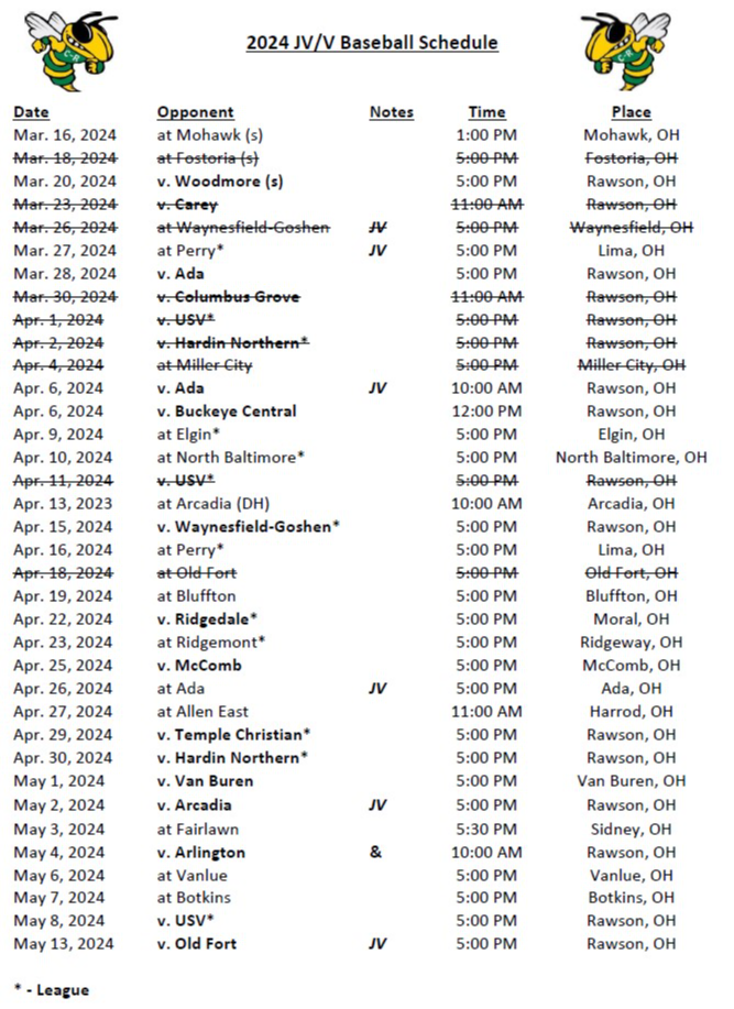 Baseball Schedule