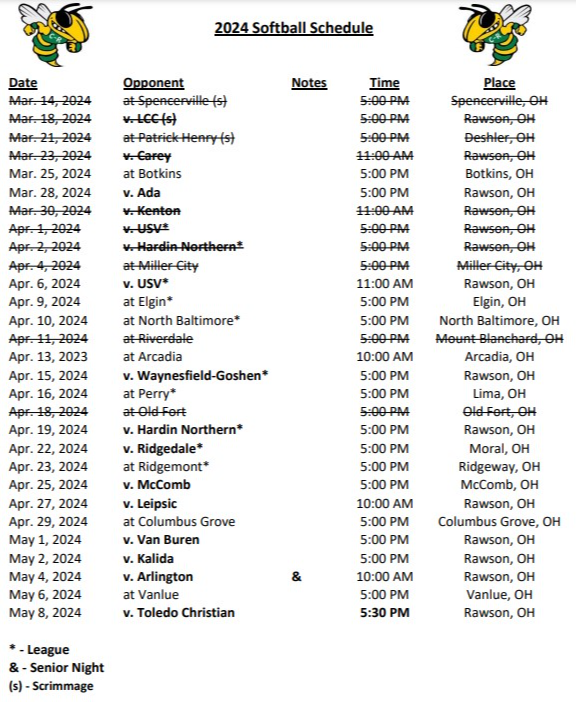 Softball Schedule