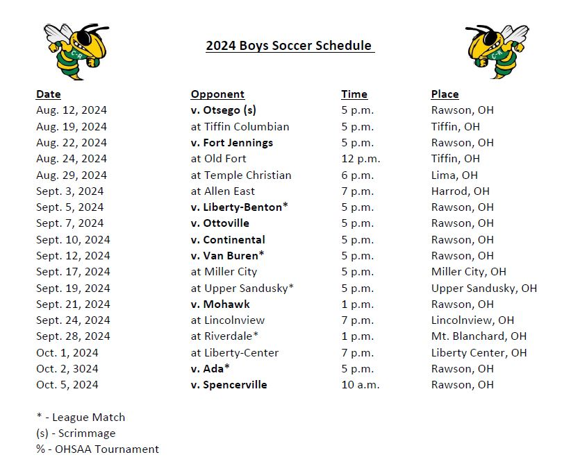 Boys Soccer Schedule