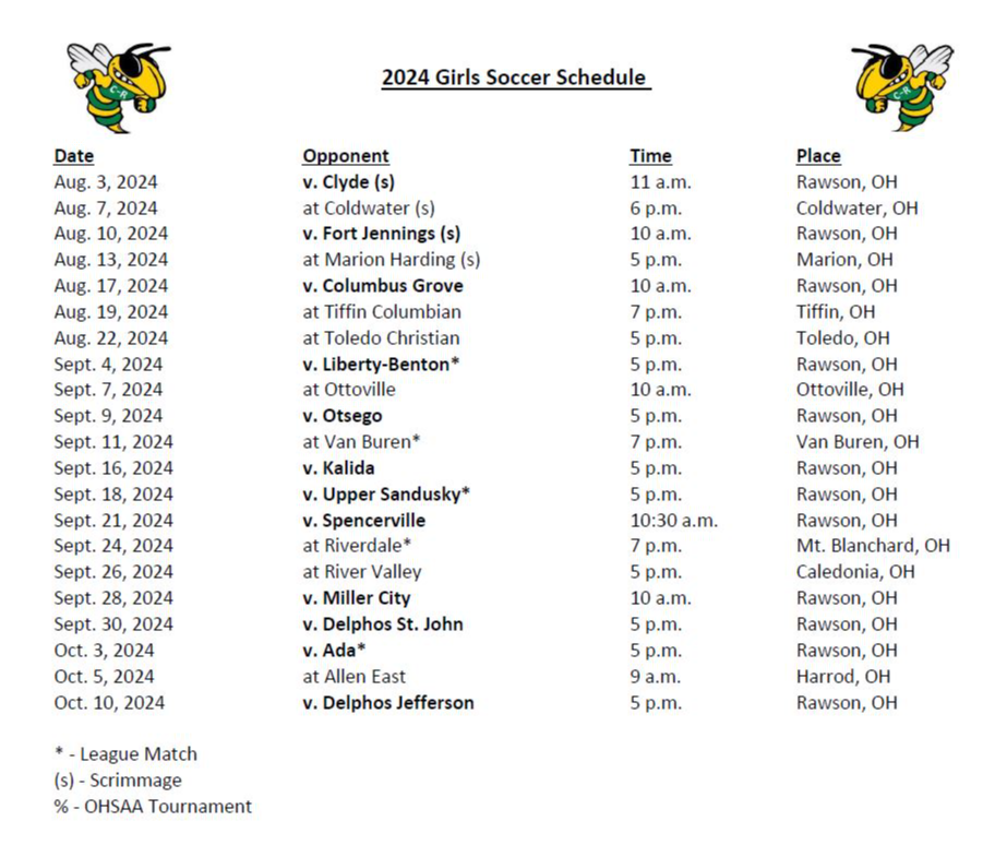 Girls Soccer Schedule