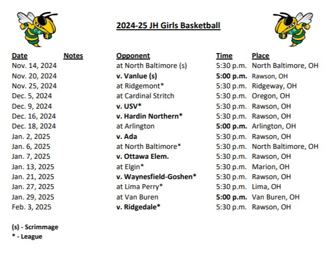 JH GBK Schedule