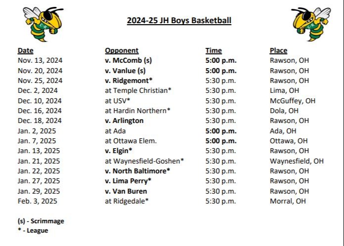 JH BBK Schedule