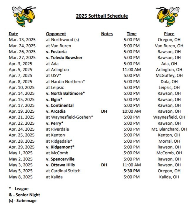 Softball Schedule