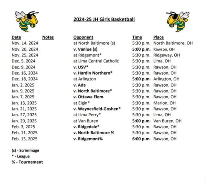 JH GBK Schedule