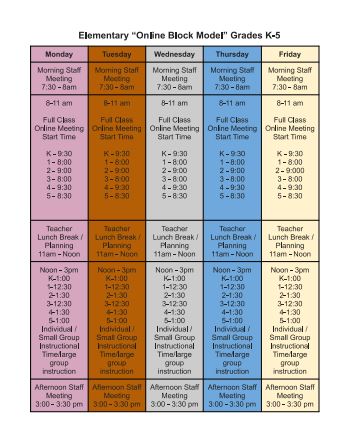 Elementary Online Schedule
