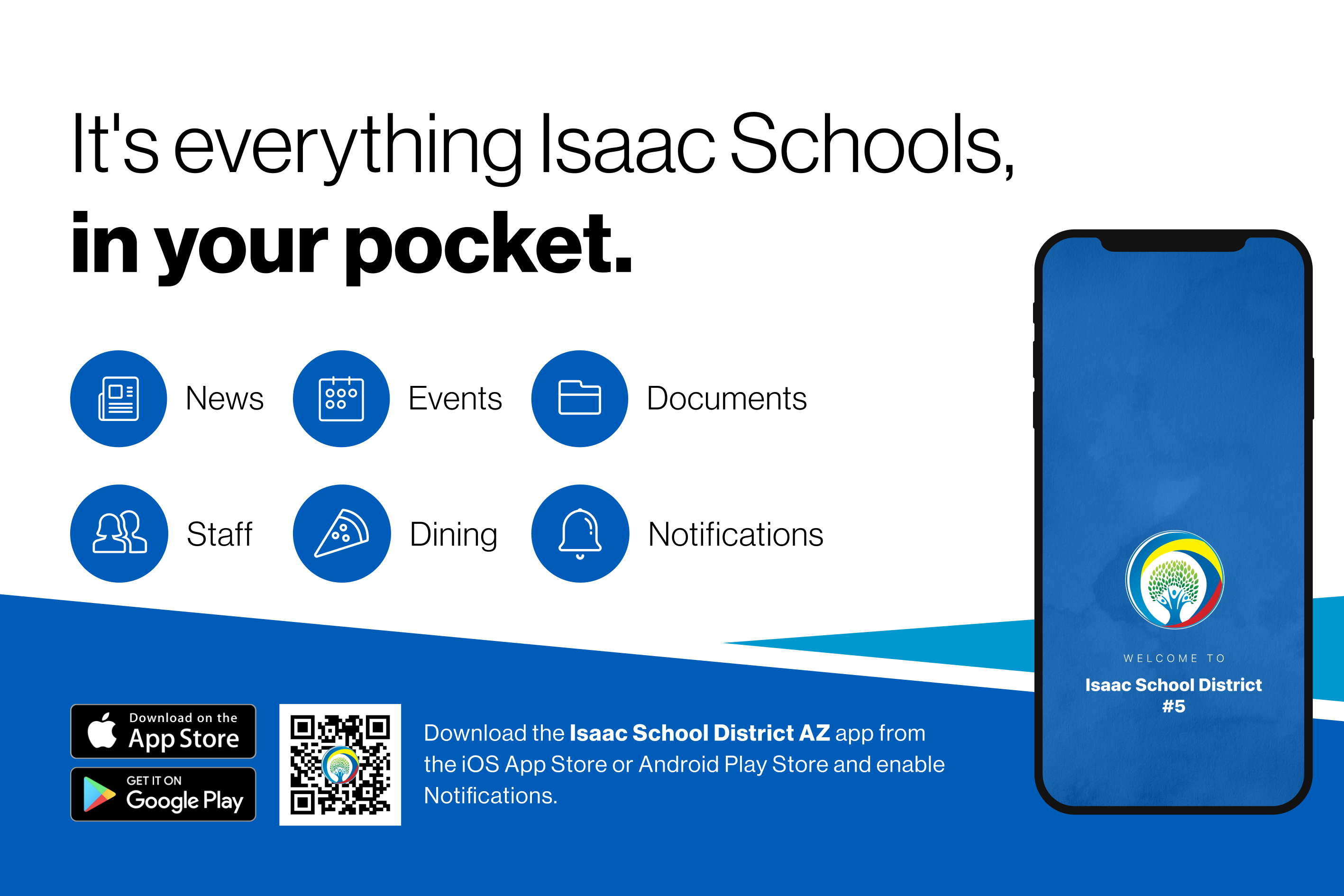 Download the ISD App - It's everything Isaac Schools, in your pocket. News. Events. Documents. Staff. Dining. Notifications. Download the Isaac School District AZ app from the iOS App Store or Android Play Store and enable notifications. 