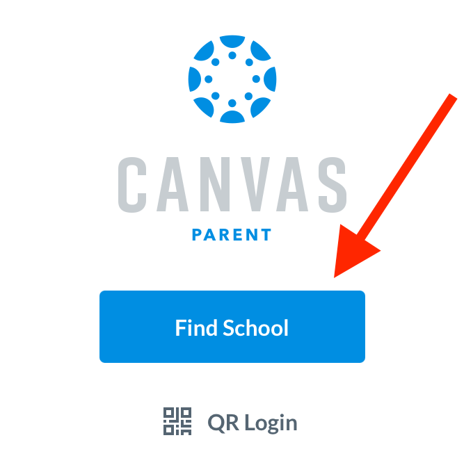 Canvas App with arrow to Find my school