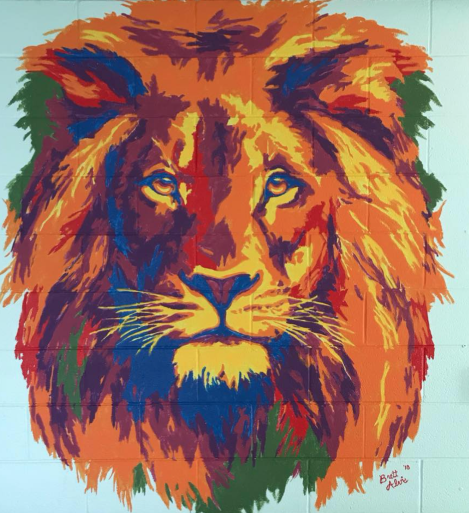 Lion Mural painted at GES