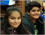 Two students pose together
