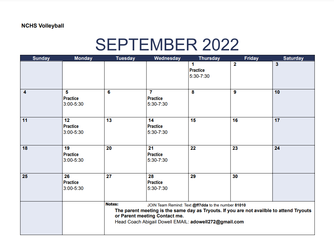 September volleyball schedule