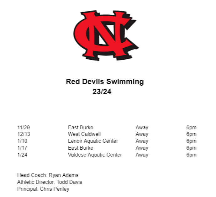 Swimming Schedule 