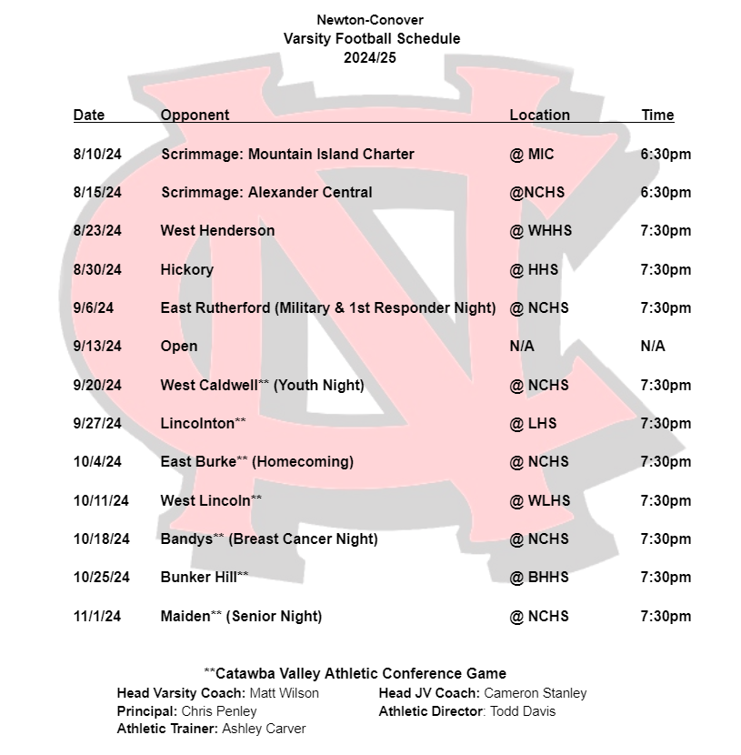 Football schedule 2024-25