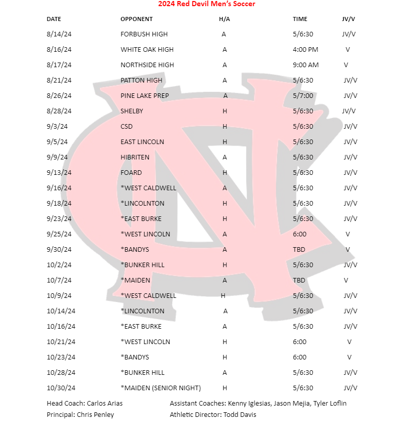 Soccer Schedule