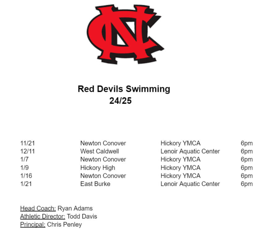 Swimming Schedule 